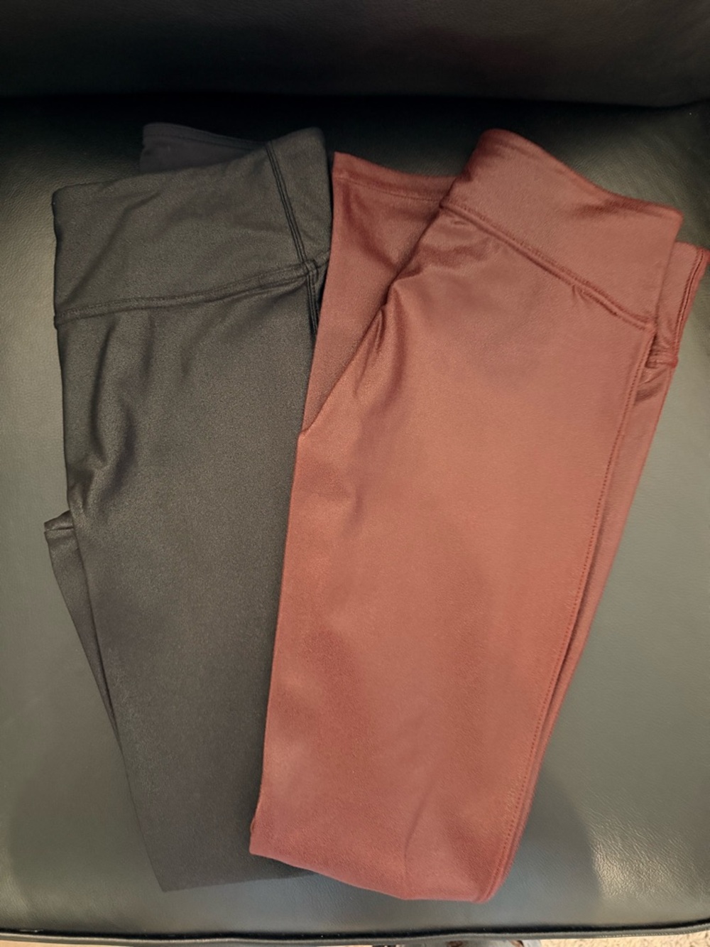 Black and Burgundy RETRO GONG Faux Leather Leggings Duo
